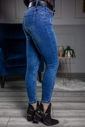 Chain Detail Skinny Jeans Msara Blue