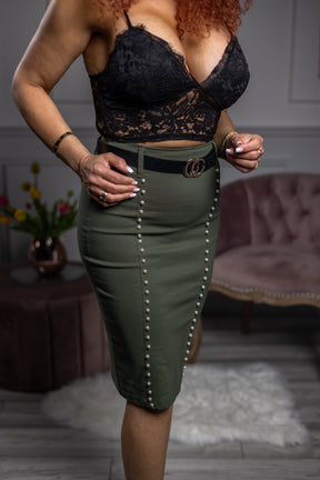 Fitted Pencil Skirt Pearl Green