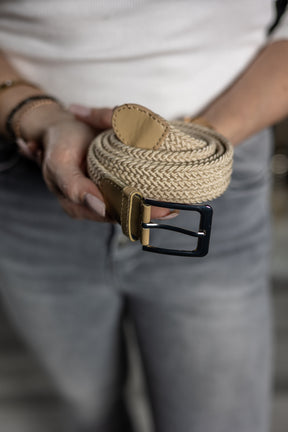 Woven Elastic Belt Bene Beige